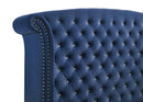 Melody California King, Eastren King, Queen Wingback Upholstered Bed Pacific Blue & Grey