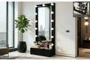 Ella Black Narrow Tall Mirror with Drawer and Speaker