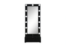 Ella Black Narrow Tall Mirror with Drawer and Speaker