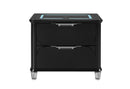 Lando Black Nightstand with Speaker and Wireless Charging Platform
