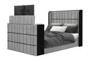 Isabella Grey Bed with LED, TV Lift, Speaker and Fireplace