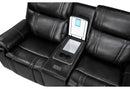 U8880 Black Leather Power Console Reclining Loveseat with Cooler
