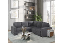 U2660 Grey Sectional W/O Chaise and W/ Pullout Sofa Bed