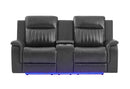 U8879 Blanche Charcoal Pwr Con Rec Ls W/LED, Global Ss & Subwoofer