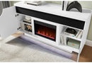 Aileen White 66" Ent Unit with LED, Speakers, Crystal and Pop-Up Doors