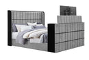 Isabella Grey Bed with LED, TV Lift, Speaker and Fireplace