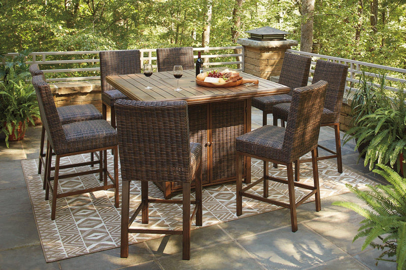 Paradise Trail Outdoor Counter Height Dining Table with 4 Barstools image