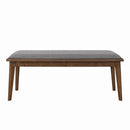 Alfredo Upholstered Dining Bench Grey and Natural Walnut