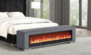 Elnath Bench w/ Visual Wood Log Fireplace Gray