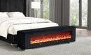 Elnath Bench w/ Visual Wood Log Fireplace Gray