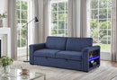 U0211 Navy Pull Out Sofa Bed with LED Acrylic Shelves and Speakers