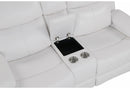 U6026 Blanche White Console Reclining Loveseat with LED and Speaker