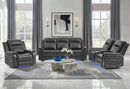 U8879 Charcoal Pwr Rec Sofa/Pwr Con Rec Loveseat/Pwr Rec W/LED & Gl Ss