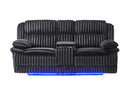 U8686 Black Pwr Console Rec Loveseat with LED and Hidden Drawer