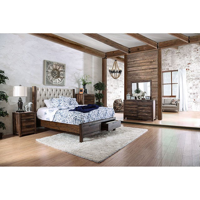 Hutchinson Rustic Natural Tone/Beige Cal.King Bed w/ Drawers