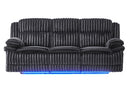 U8686 Black Pwr Rec Sofa with LED, Hidden Drawer and Drop Down Table