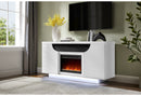 Aileen White 66" Ent Unit with LED, Speakers, Crystal and Pop-Up Doors