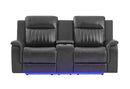 U8879 Charcoal Pwr Rec Sofa/Pwr Con Rec Loveseat W/LED & Gl Ss