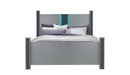 LOGAN SILVER KING BED, DRESSER, MIRROR AND NIGHTSTAND