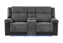 U5915 Grey/Black Console Rec Loveseat W/Immersive Sound & Blue LED