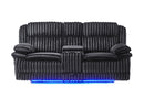 U8686 Black Pwr Console Rec Loveseat with LED and Hidden Drawer