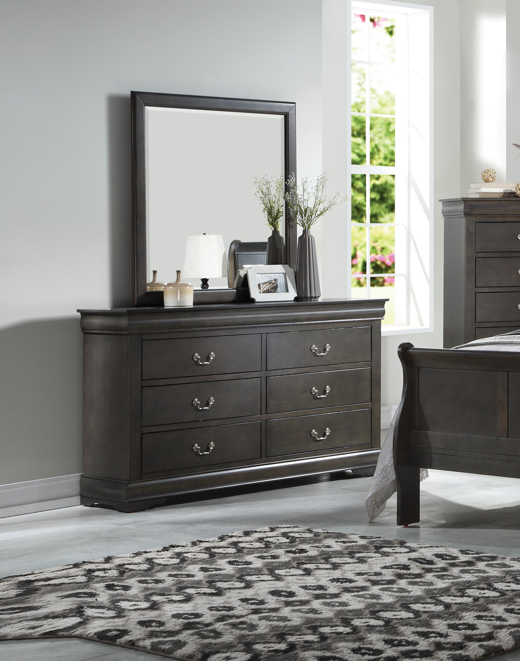 ACME Louis Philippe Dresser with Mirror in Black