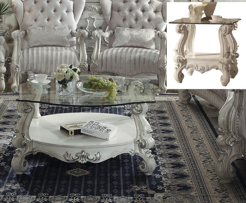 Versailles Bone White & Clear Glass Coffee Table image