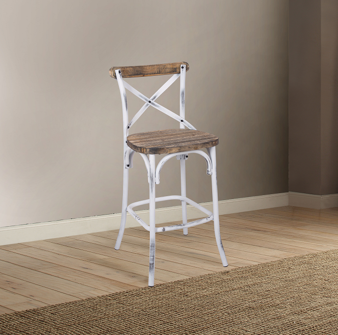 Zaire Antique White & Antique Oak Bar Chair (1Pc) image